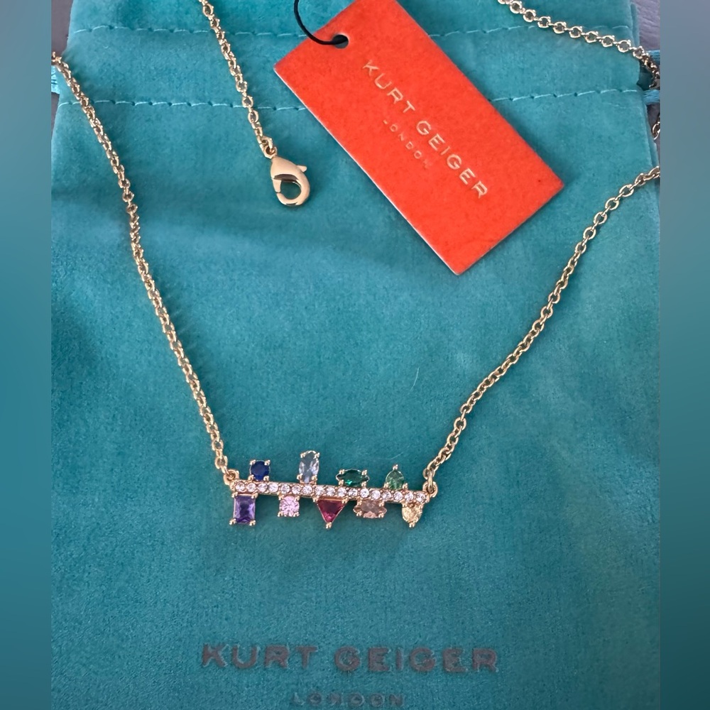Kurt Geiger Crystal Bar Necklace - Picture 6 of 6